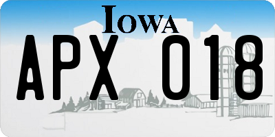 IA license plate APX018