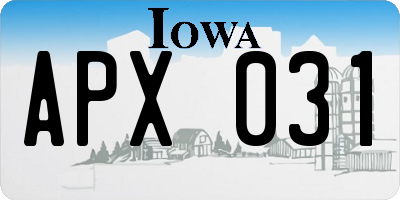 IA license plate APX031