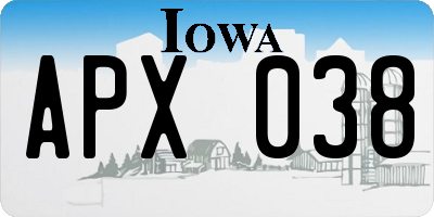 IA license plate APX038