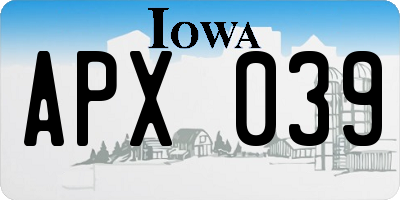 IA license plate APX039