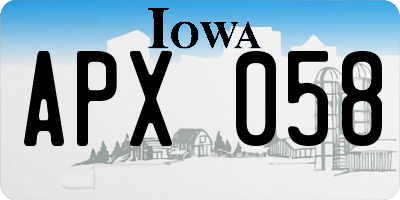 IA license plate APX058