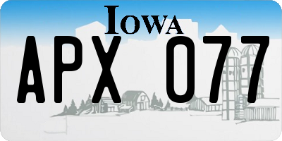 IA license plate APX077