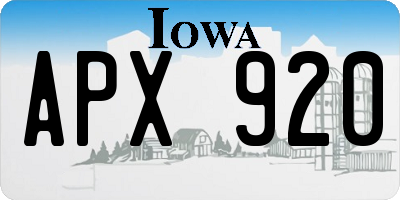 IA license plate APX920
