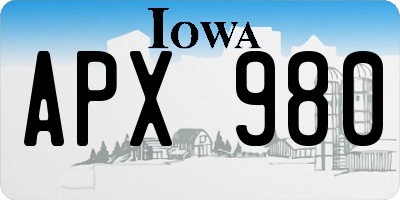IA license plate APX980