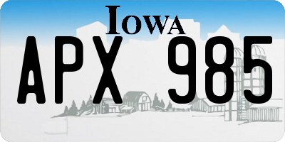 IA license plate APX985