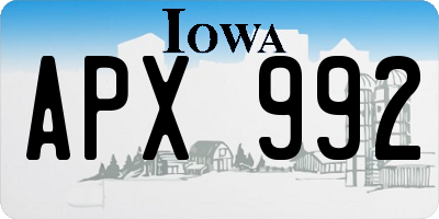 IA license plate APX992