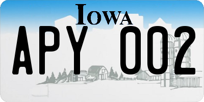 IA license plate APY002