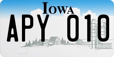 IA license plate APY010