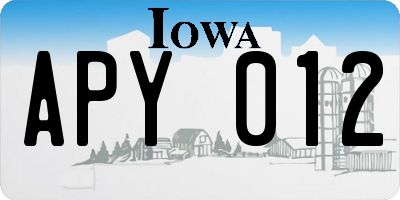IA license plate APY012
