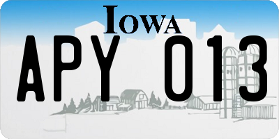 IA license plate APY013