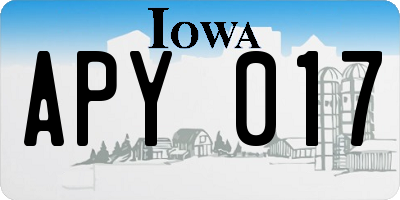 IA license plate APY017
