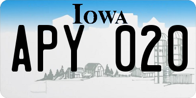 IA license plate APY020