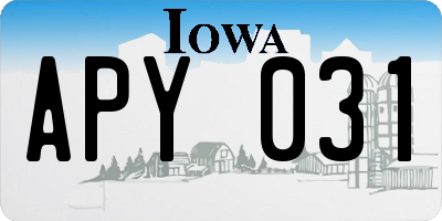 IA license plate APY031