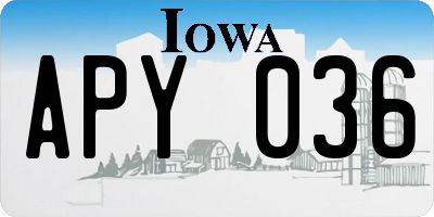 IA license plate APY036