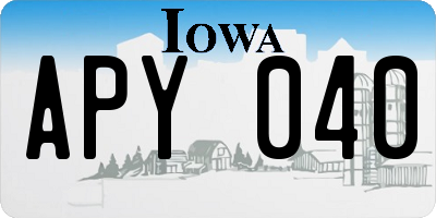 IA license plate APY040