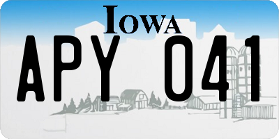 IA license plate APY041