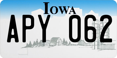 IA license plate APY062