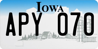 IA license plate APY070