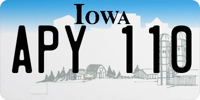 IA license plate APY110