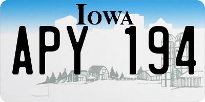 IA license plate APY194