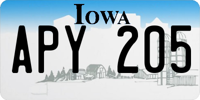 IA license plate APY205