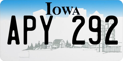 IA license plate APY292