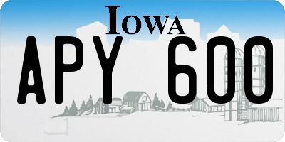 IA license plate APY600