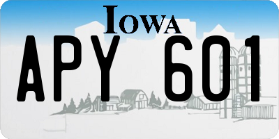 IA license plate APY601