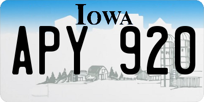 IA license plate APY920