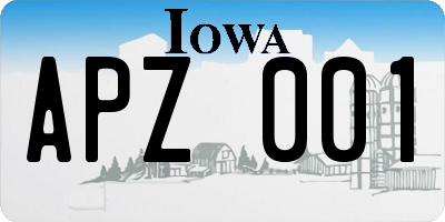 IA license plate APZ001