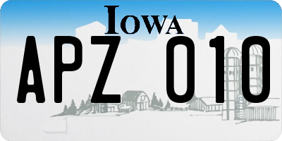 IA license plate APZ010