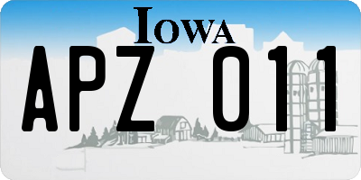 IA license plate APZ011