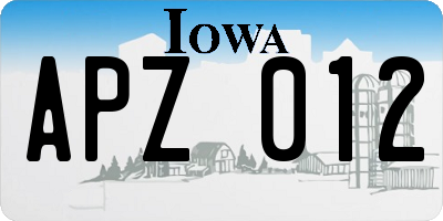 IA license plate APZ012