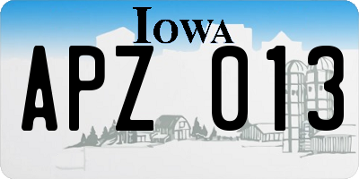 IA license plate APZ013