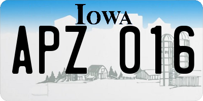 IA license plate APZ016