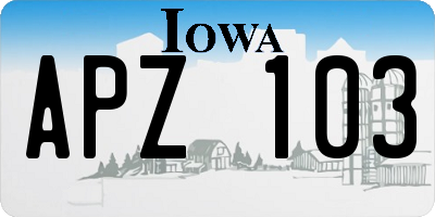 IA license plate APZ103