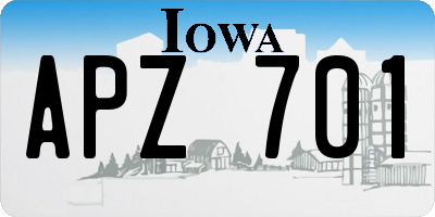 IA license plate APZ701