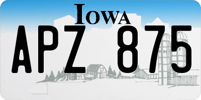 IA license plate APZ875