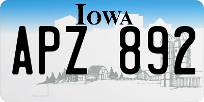 IA license plate APZ892