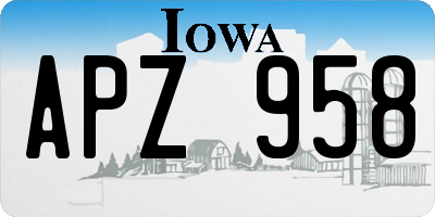 IA license plate APZ958