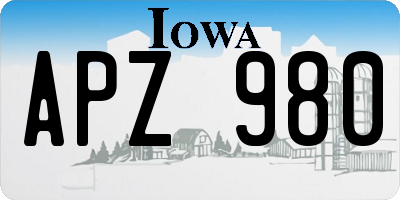 IA license plate APZ980
