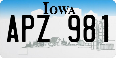 IA license plate APZ981