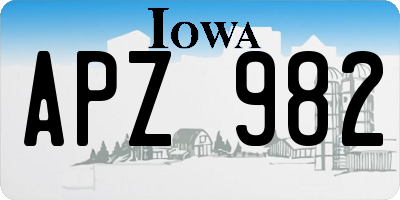 IA license plate APZ982