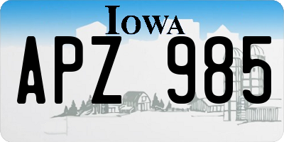 IA license plate APZ985