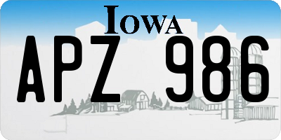 IA license plate APZ986