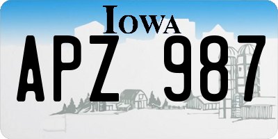 IA license plate APZ987