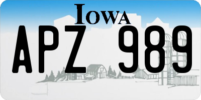 IA license plate APZ989