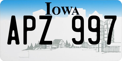 IA license plate APZ997