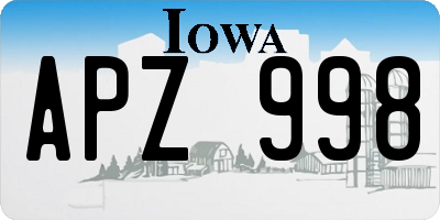 IA license plate APZ998