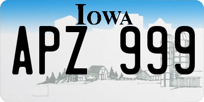 IA license plate APZ999